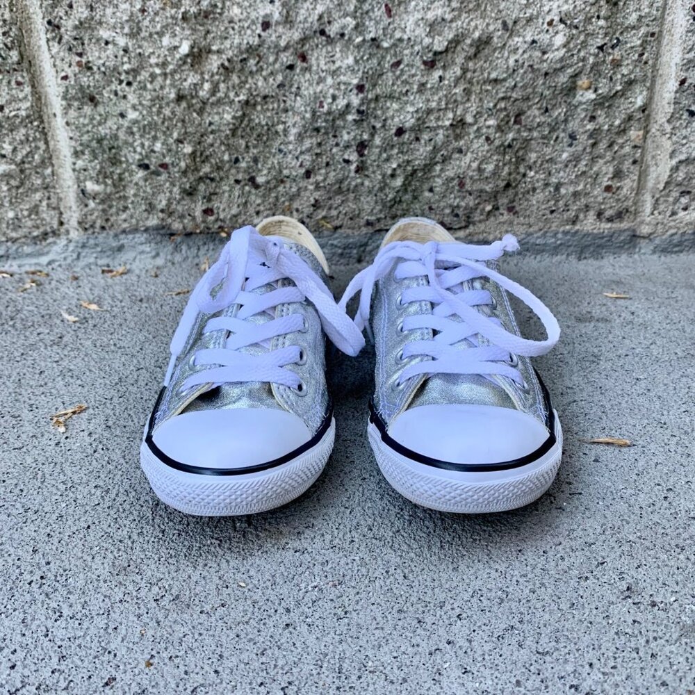CONVERSE Silver Metallic Sneakers Womens 5 35.5 Chuck Taylor All Star Low Shoe - Picture 3 of 11